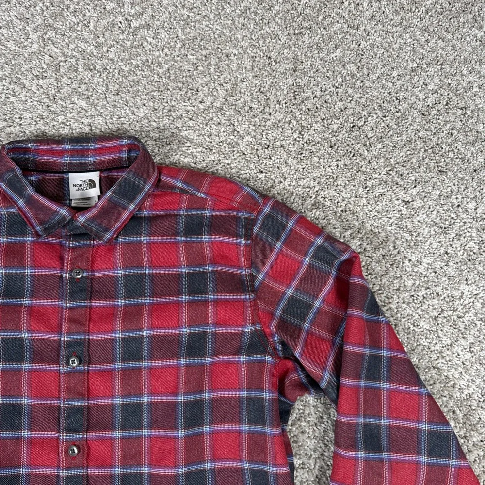 The North Face Shirt Mens Large‎ Red Black Plaid Button Up Long Sleeve